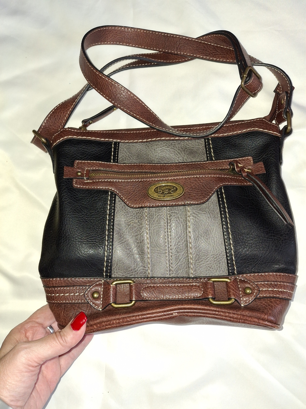 b.o.c. Brown Black Crossbody Organizer Bag w/ Phone Charger